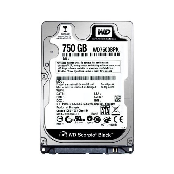 Ổ cứng laptop WD Black 750GB 2.5" WD7500BPKX