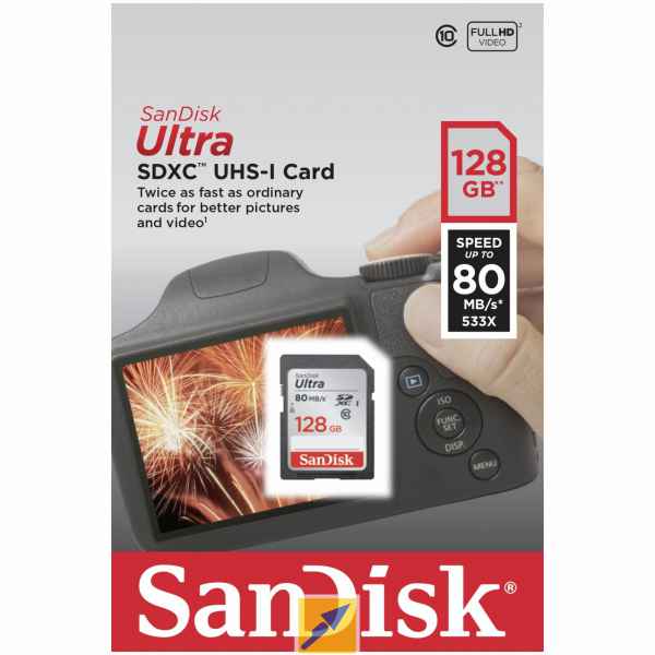 Thẻ nhớ Sandisk Ultra SDXC UHS-1 128GB, 80MB/s - SDSDUNB-128G-GN3IN