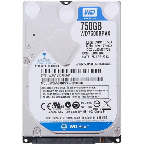 Ổ cứng laptop WD Blue 750GB 2.5" WD7500BPVX