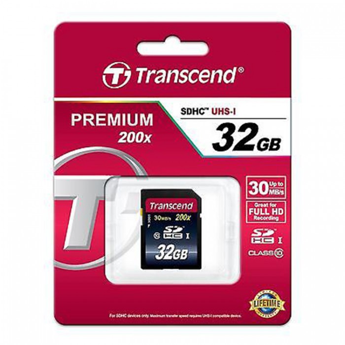 Thẻ nhớ SD card 32 GB Transcend’s Premium 200x SDHC Class 10 cards