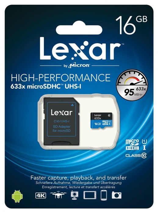 Thẻ nhớ 16GB Micro 633X SDHC 95MB/45MB/s Lexar (Không có  Adapter)