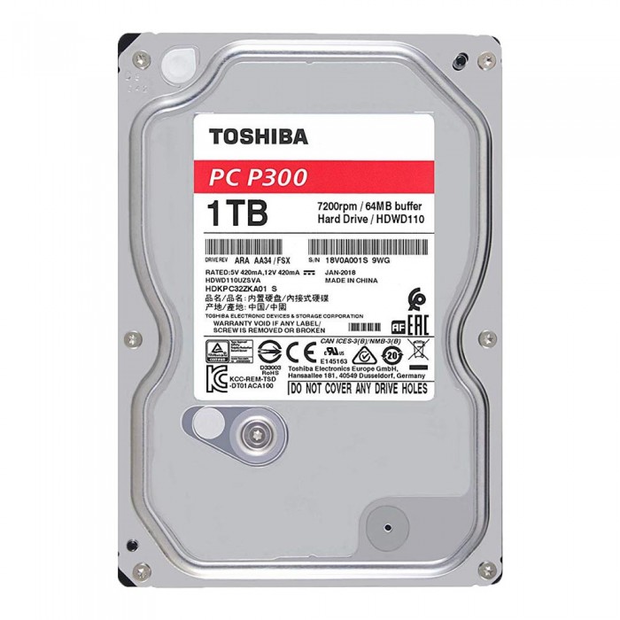 Ổ cứng Toshiba Internal 3.5" 1TB Desktop P300 series (64MB) 7200rpm SATA3 (6Gb/s)_HDWD110UZSVA