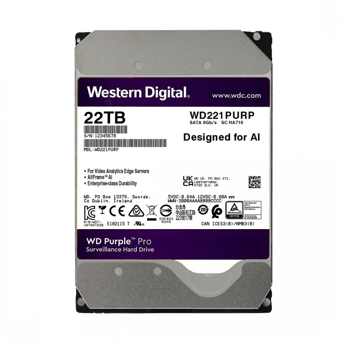 Ổ cứng HDD WD Purple Pro 22TB 3.5" - WD221PURP