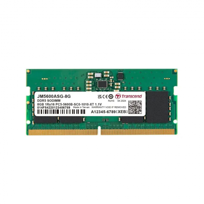 Thanh ram dùng cho Laptop hiệu Transcend 8GB JM DDR5 5600 SO-DIMM 1Rx16 1Gx16 CL46 1.1V