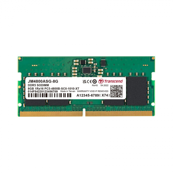 Thanh ram dùng cho Laptop hiệu Transcend, 8GB JM DDR5 4800 SO-DIMM 1Rx16 1Gx16 CL40 1.1V