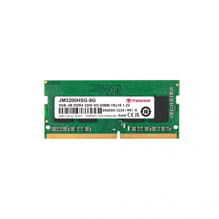 Thanh ram dùng cho Laptop hiệu Transcend 8GB JM DDR4 3200 SO-DIMM 1Rx16 1Gx16 CL22 1.2V