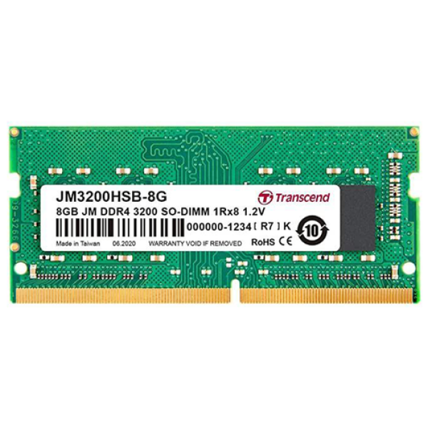Thanh ram dùng cho Laptop hiệu Transcend, 8GB JM DDR4 3200 SO-DIMM 1Rx8 1Gx8 CL22 1.2V