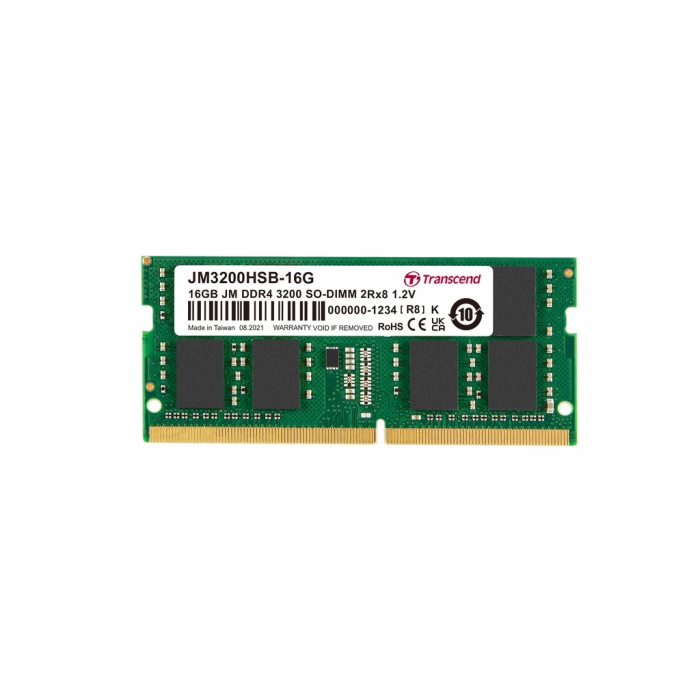 Thanh ram dùng cho Laptop hiệu Transcend 16GB JM DDR4 3200 SO-DIMM 2Rx8 1Gx8 CL22 1.2V