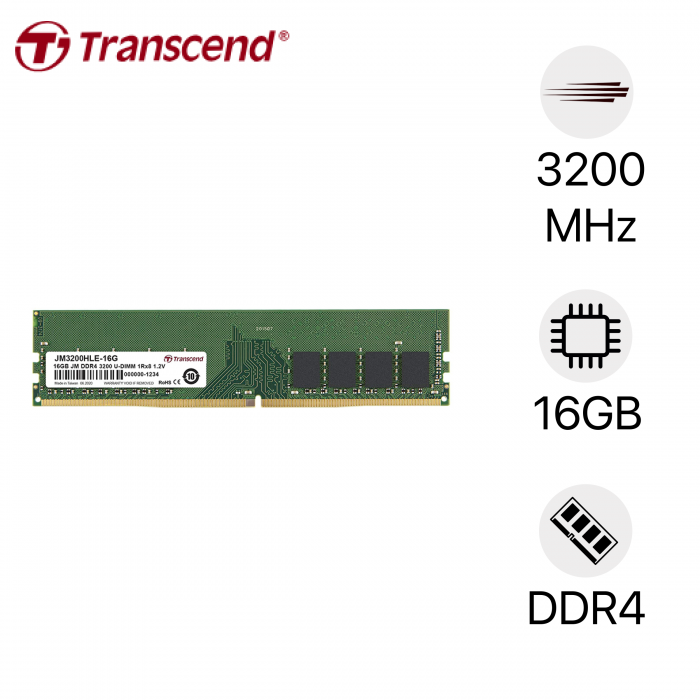 Bộ nhớ Ram Transcend 16GB JetRam JM DDR4 3200Mhz U-DIMM CL22 1.2V JM3200HLE-16G