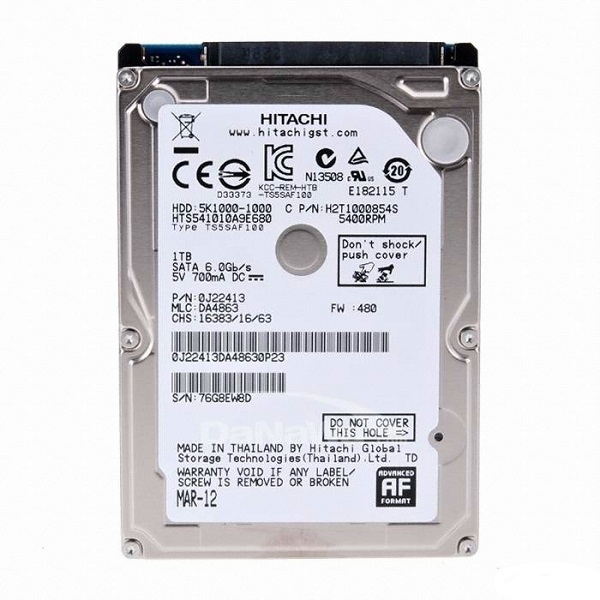 Ổ cứng Laptop HITACHI 1TB 5400rpm,SATA III, 2,5&3.5