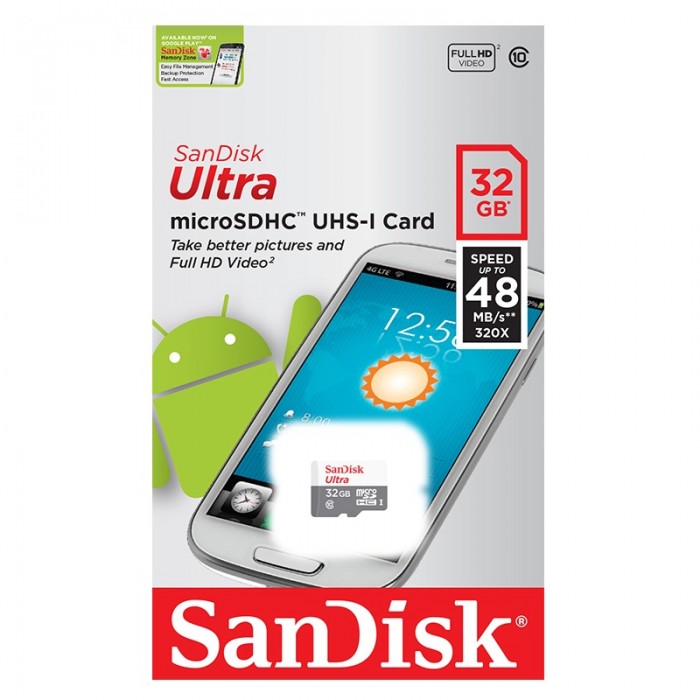 Thẻ nhớ SanDisk MicroSDHC Ultra 32GB, 48MB/s - SDSQUNB-032G-GN3MN