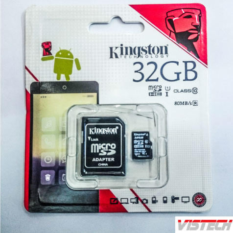 Thẻ nhớ Micro Kingston 32GB Class 10 80MB/s kèm Adapter